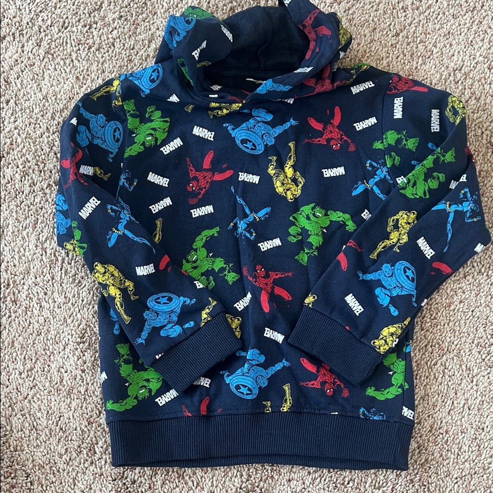Marvel Kids' Navy Hoodie with Superhero Print